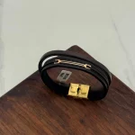 دستبند چرم و طلا کد 4019 - Image 2