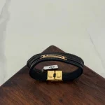 دستبند چرم و طلا کد 4025