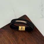 دستبند چرم و طلا کد 4045