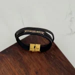 دستبند چرم و طلا کد 4029
