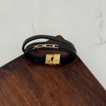 دستبند چرم و طلا کد 4036