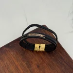 دستبند چرم و طلا کد 4043