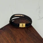 دستبند چرم و طلا کد 4039