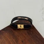 دستبند چرم و طلا کد 4042