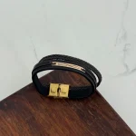دستبند چرم و طلا کد 4040