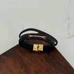 دستبند چرم و طلا کد 4041