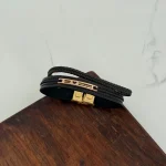 دستبند چرم و طلا کد 4038