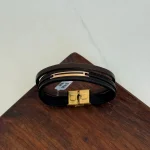 دستبند چرم و طلا کد 4031