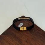 دستبند چرم و طلا کد 4034