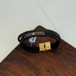 دستبند چرم و طلا کد 4038