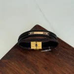 دستبند چرم و طلا کد 4040 - Image 2