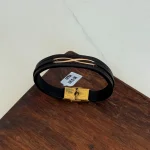 دستبند چرم و طلا کد 4041