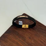 دستبند چرم و طلا کد 4040 - Image 3