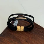 دستبند چرم و طلا کد 4045