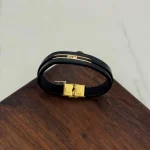 دستبند چرم و طلا کد 4035