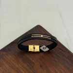 دستبند چرم و طلا کد 4038 - Image 2