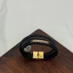 دستبند چرم و طلا کد 4036