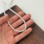 گردنبند طلا مروارید شل طرح وال - Image 2