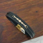 دستبند چرم و طلا کد 8150