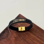 دستبند چرم و طلا کد0200