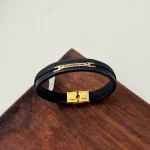 دستبند چرم و طلا کد 8150